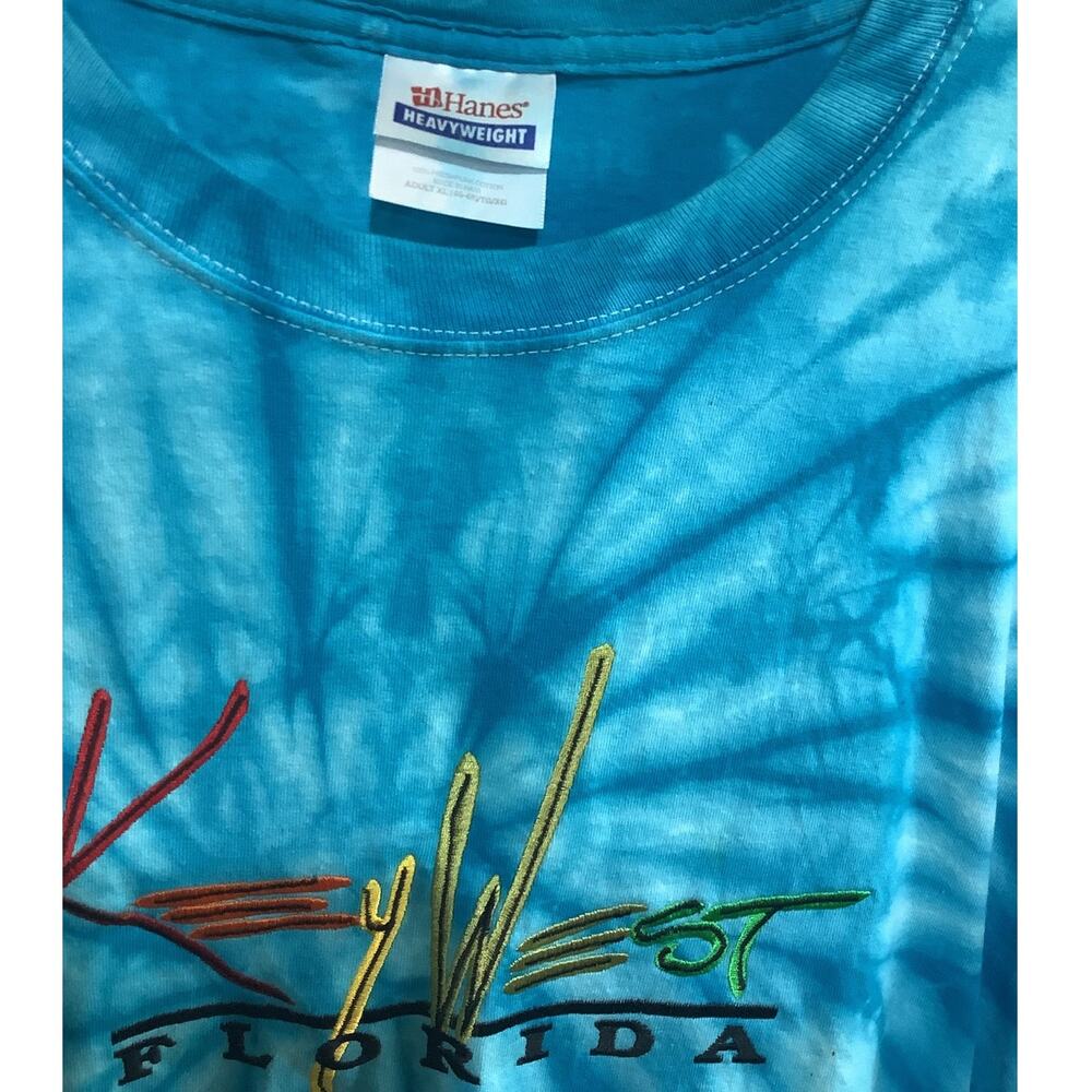 Vintage Key West Florida Tie Dye T Shirt Hanes Heavyweight XL Embroidered - Picture 3 of 4